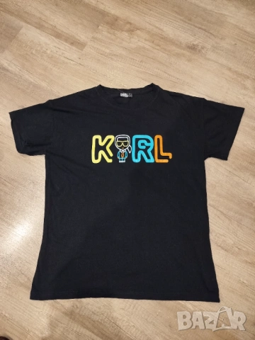 тениска Karl Lagerfeld - L- наситено черно- Italy