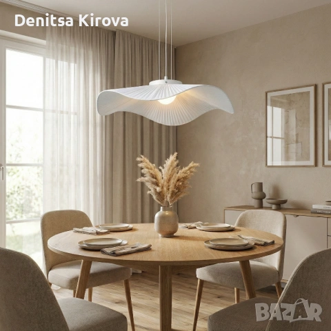 Дизайнерска висяща лампа – LED 12W, Ø60 см | Cloth + PMMA | Чисто нова, снимка 2 - Лампи за таван - 53330867