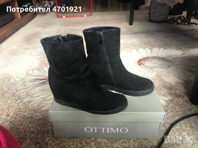 Черни велурени боти на платформа, снимка 12 - Дамски боти - 53042186