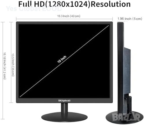 SKITphrati 19" HD монитор VGA HDMI, снимка 5 - Монитори - 53824563