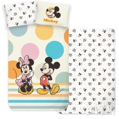 Детски спален комплект от 2 части Мики и Мини Маус Disney Mickey, Minnie, спално бельо – за кошара 