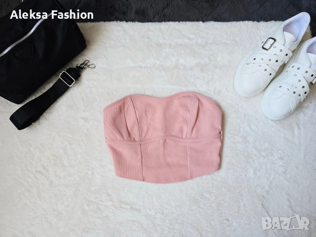 H&M къс розов кроп топ бюстие 