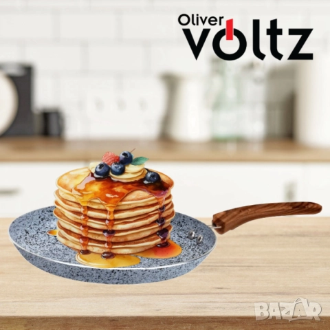 Тиган за палачинки Voltz Siena, Мраморно каменно керамично покритие, Светло сив, снимка 6 - Съдове за готвене - 52138246