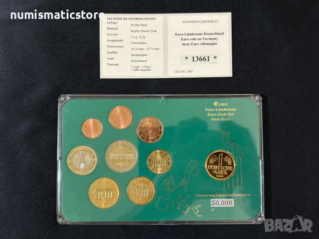 Германия 2003-2019 г. - Евро сет от 1 цент до 2 евро + 1 дойче марка 1950
