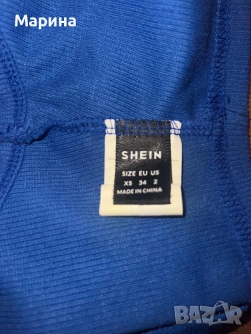 Синя дамска къса блуза , снимка 2 - Ризи - 53541027