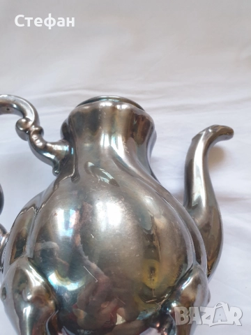 Посребрен порцеланов чайник , снимка 9 - Антикварни и старинни предмети - 52190280