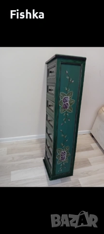 Винтидж комод „Седмица“ (Semainier) – Автентичен Изумруд, снимка 8 - Скринове - 53247237