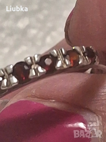 сребърен пръстен с гранати, снимка 4 - Пръстени - 53977904