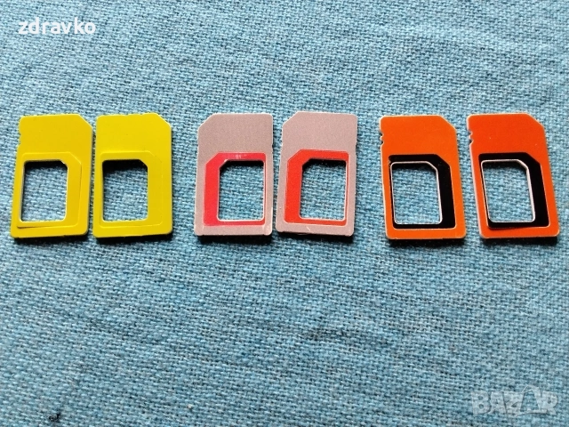 преходници от най малките до най големите стандартни размери на сим картите, снимка 2 - Резервни части за телефони - 53948637