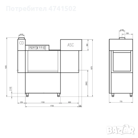 Професионална конвейерна съдомиялна, снимка 8 - Обзавеждане на кухня - 53679456