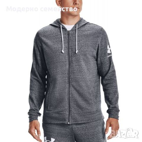 Мъжко горнище under armour rival terry full zip hoodie grey, снимка 3 - Спортни дрехи, екипи - 46651442