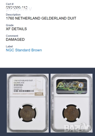 1760 Netherland Duit Gelderland -маркирана, снимка 3 - Нумизматика и бонистика - 51627501