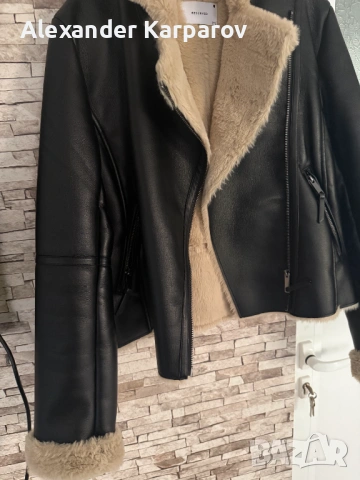 Reserved дамско biker яке с пух - отлично състояние, снимка 3 - Якета - 53638579