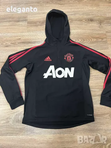 2017-18 Manchester United adidas 1/4 Zip hoody мъжки суичър S, снимка 2 - Спортни дрехи, екипи - 48585383