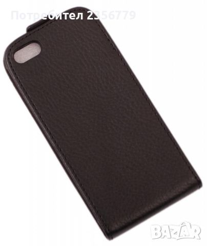 Калъф за телефон iPHONE 5 с капак, изработен от еко кожа - черен, снимка 3 - Калъфи, кейсове - 45648846