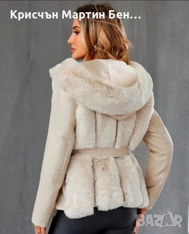 Дамско елегантно палто с качулка , снимка 6 - Палта, манта - 52230052