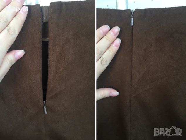С / М Нов Дамски Панталон Yansi Fugel Имитира Велур Кафяв Есенен Зимен, снимка 18 - Панталони - 51825842