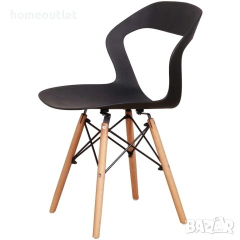 Модерни столове с крака от масивна дървесина и седалка от полипропилен, к-кт от 6 бр. LQ-266YMS-6HEI, снимка 5 - Столове - 50984976