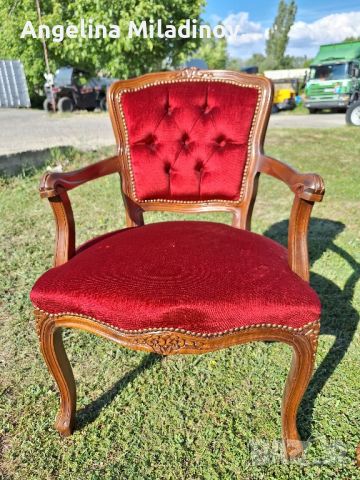 кресла Луи XV с дърворезба , снимка 3 - Дивани и мека мебел - 46485235