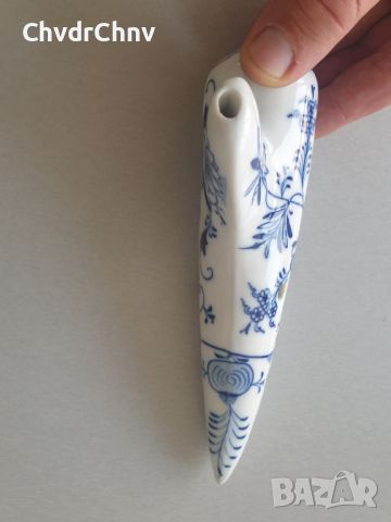 Майсен порцеланова окарина син лук (Meissen ocarina blue onion), снимка 3 - Антикварни и старинни предмети - 46663069