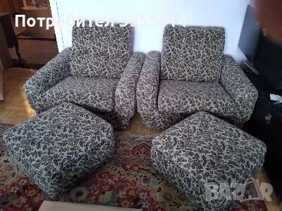 Продавам холов разтегателен диван с два фотьойла и две табуретки , снимка 7 - Дивани и мека мебел - 53845226