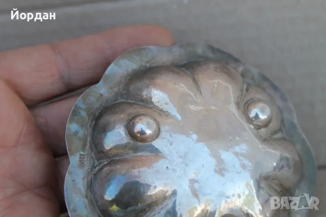 Сребърна чинийка/поднос с емайл, снимка 9 - Други ценни предмети - 50109428