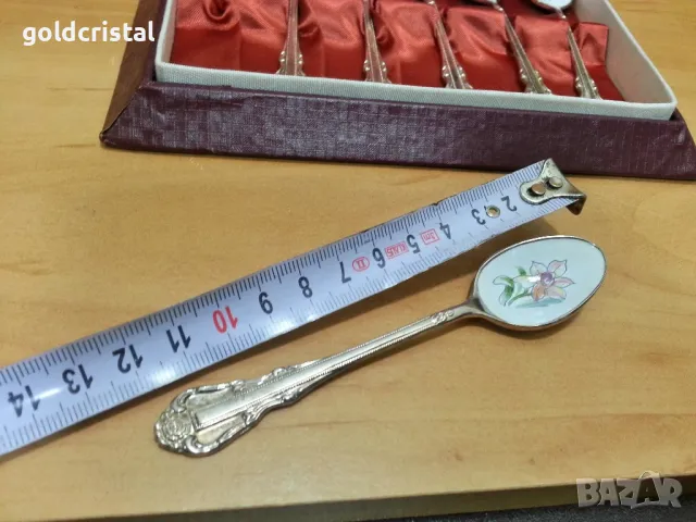 стари посребрени лъжички с емайл , снимка 2 - Антикварни и старинни предмети - 49793324