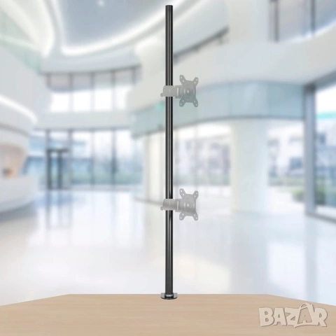 Duronic Heavy Duty Вертикална Стойка за 2 мониторa двойна 1000мм (комплект) за бюро маса