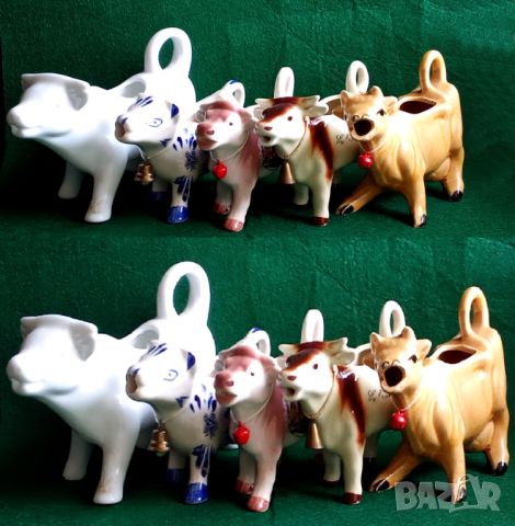 Винтидж крави канички за сметана със звънец, колекционерски декор за селска къща, , снимка 4 - Други ценни предмети - 45285431