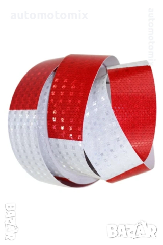 СВЕТЛООТРАЗИТЕЛНО ТИКСО-ЧЕРВЕНО/БЯЛ 50М.х 5см