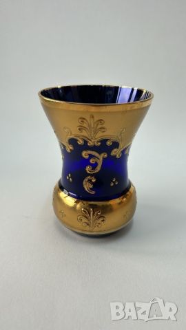 Кристална ваза Bohemia с позлата, снимка 4 - Вази - 46439478