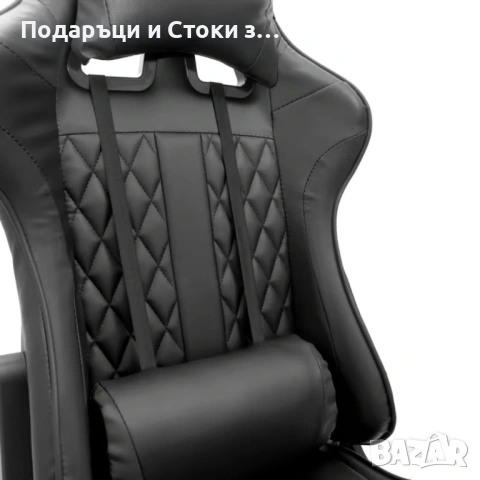 Геймърски стол с прибираща се подложка за крака и функция за масаж - черен, снимка 8 - Столове - 53237738