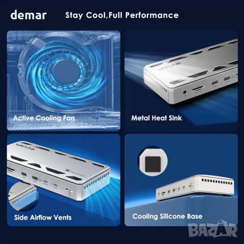 WAVLINK Thunderbolt 5 Dock, 12-в-1 TB5 докинг станция, 8K дисплей, снимка 8 - Други - 52693344