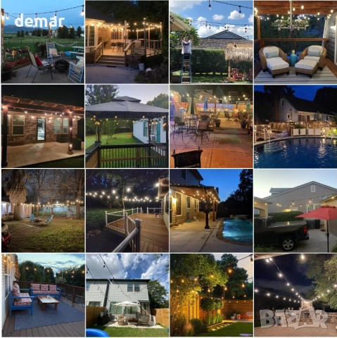 Yuhoolamp Външни 15-метрови водоустойчиви гирлянди с 15+1 нечупливи крушки S14, снимка 4 - Лед осветление - 51755723