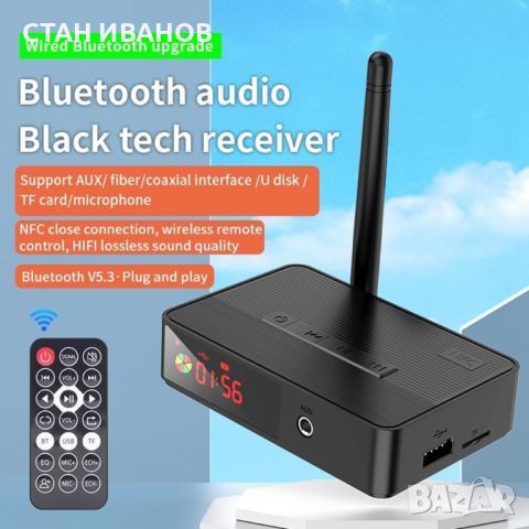 Безжичен стерео аудио приемник и предавател D400, Bluetooth 5.3, USB, TF Card, Optical, снимка 3 - Аудиосистеми - 45673181