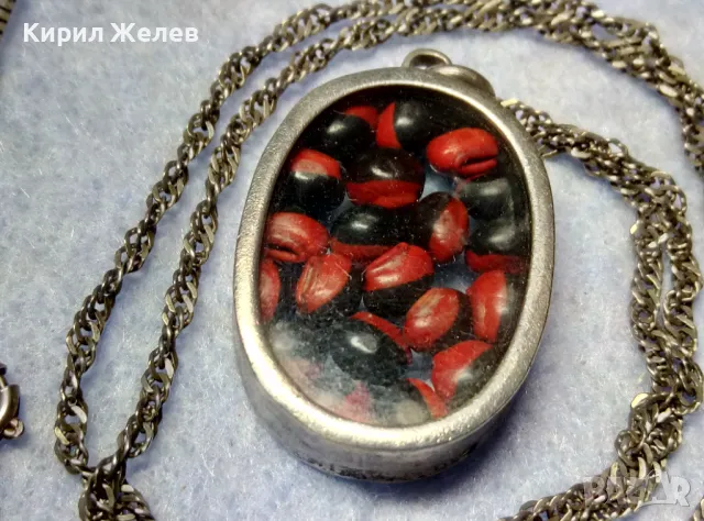 СТАР СРЕБЪРЕН МЕДАЛЬОН Със ЗЪРНА на Ormosia coccinea / wayruru За КЪСМЕТ с ВЕРИЖКА СРЕБРО 925 29143, снимка 11 - Антикварни и старинни предмети - 49866130