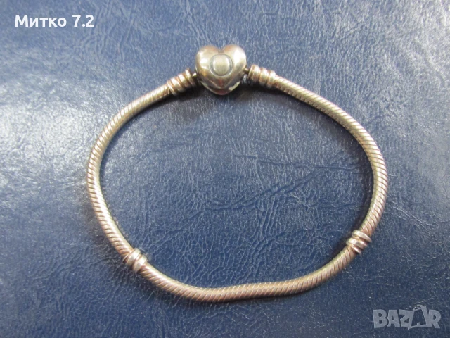 Сребърна гривна Пандора, снимка 6 - Гривни - 50481482