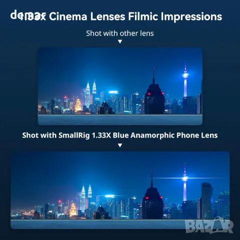 SMALLRIG 1.33X анаморфен обектив за мобилен телефон, 2.4:1 с T-байонет, снимка 3 - Селфи стикове, аксесоари - 46966792
