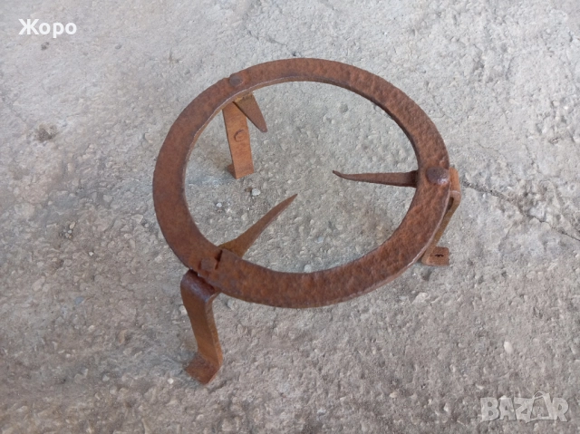 Стар кован сажек, ковано желязо, примитив пиростия за меден съд, снимка 9 - Антикварни и старинни предмети - 52432294