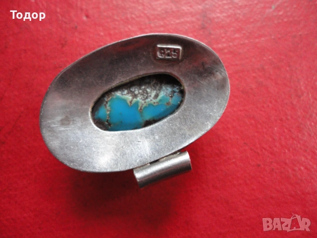 Сребърно колие медальон с тюркоаз 925, снимка 6 - Колиета, медальони, синджири - 54080804