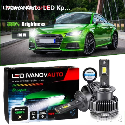 LED Заместител на Ксенон D1S;D2S/R;D3S;D4S;D8S 110W 6000K, снимка 2 - Аксесоари и консумативи - 51666024