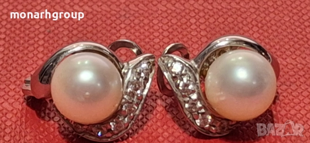 Златни обеци 18к /бяло злато/, снимка 6 - Обеци - 52163954