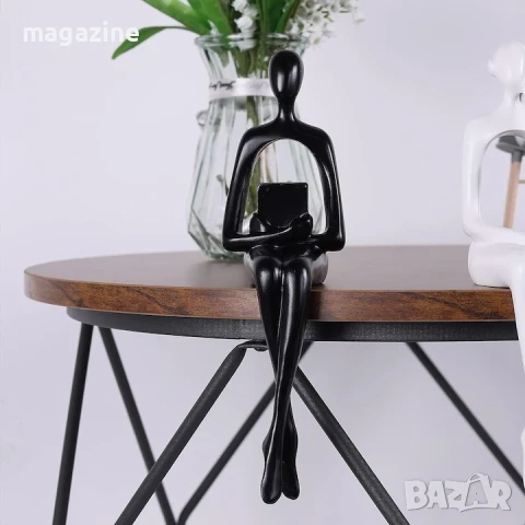 Комплект от 3 декоративни силуета: мислител, читател, музикален слушател, изработени от смола, снимка 3 - Статуетки - 50986774