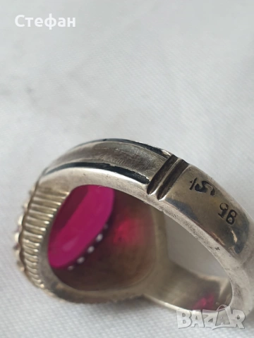 Сребърен пръстен с рубин, снимка 8 - Пръстени - 53537697