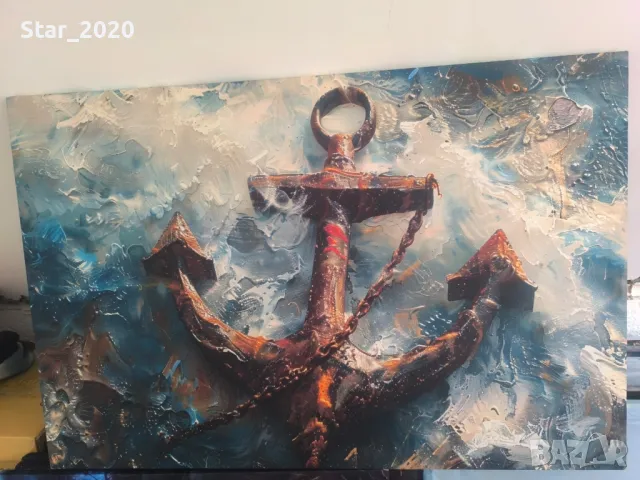 Светеща картина с LED осветление - котва, снимка 1