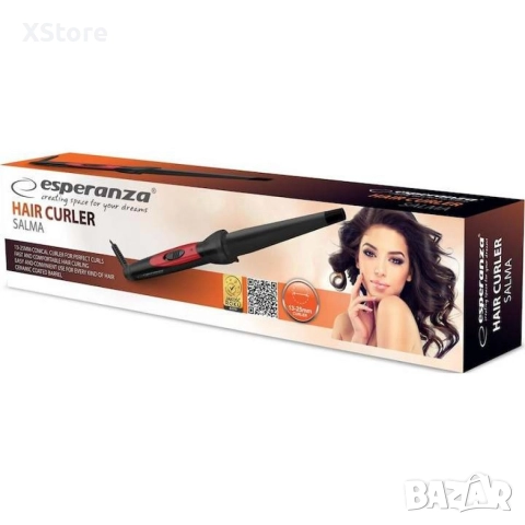 Маша за косa, Salma, 13-25 мм, 360° кабел, керамично покритие, черен/червен, снимка 3 - Маши за коса - 52593166