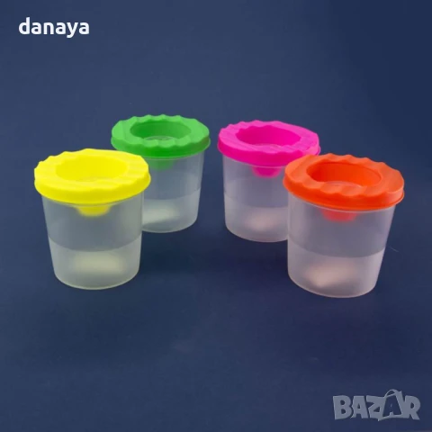 6025 Чашка за рисуване с цветно капаче и маркировка за ниво на пълнене, снимка 3 - Ученически пособия, канцеларски материали - 51281044