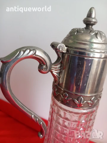 Стара Кристална Кана ,Гарафа , Посребрена, снимка 5 - Антикварни и старинни предмети - 51124836
