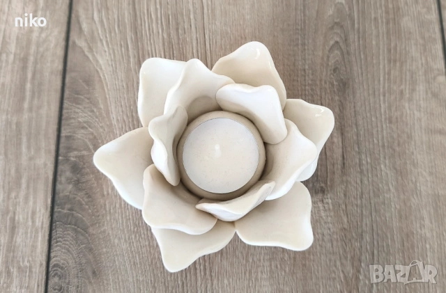 поставка за чаена свещ - лотос, снимка 2 - Декорация за дома - 53525252