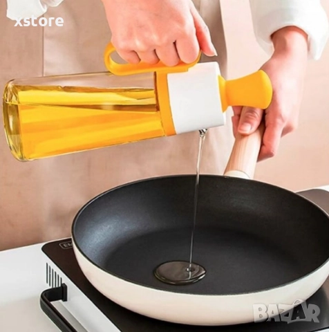 Бутилка с капкомер за олио, оцет и сосове заедно със 630 мл диспенсър за зехтин със силиконова четка, снимка 2 - Други стоки за дома - 52699550